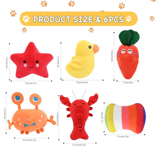 6 Pack Puppy Toys,Dog Squeaky Toys,Small Dog Interactive Teething Plush Soft Chew Toy,Fruit Vegetable Animals Interacting Pet Teddy Toy, Dog Companion Puppy Accessories for Puppies Small Medium Dogs