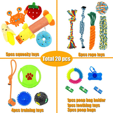 Weskur Dog Chew Toys for Puppies - Teething Chew Toys for Boredom, Pet Toothbrush Chew Toys with Rope, Treat Balls