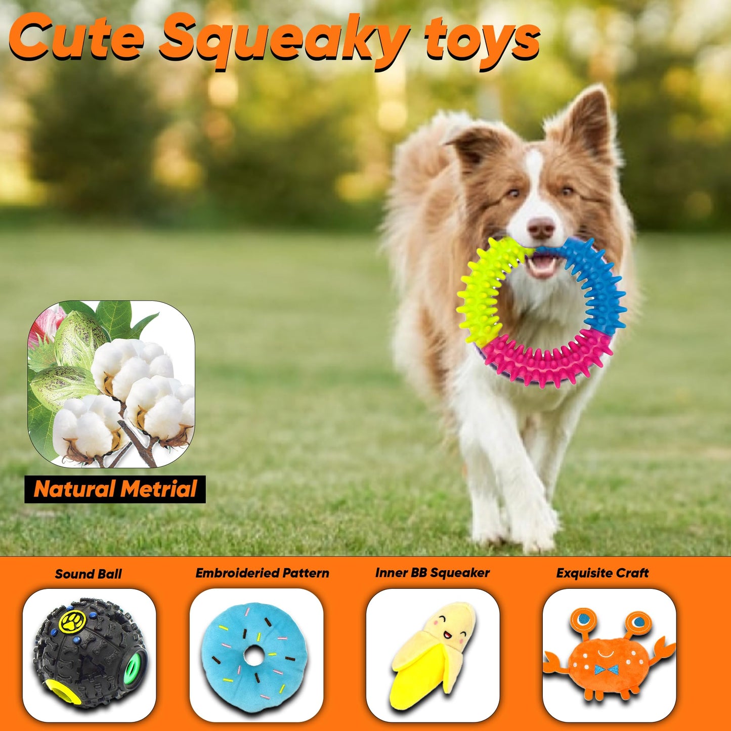 Weskur Dog Chew Toys for Puppies - Teething Chew Toys for Boredom, Pet Toothbrush Chew Toys with Rope, Treat Balls